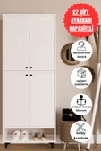 DEWOODY 9 Raflı 4 Kapaklı Modern Ayakkabılık , Kiler Dolabı , Çok Amaçlı Dolap - 1