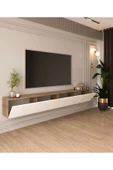 DEWOODY 240 CM DUVARA MONTAJLANABİLİR DÜŞER KAPAKLI BÖLMELİ TV ÜNİTESİ - 4
