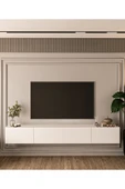 DEWOODY 240 CM DUVARA MONTAJLANABİLİR DÜŞER KAPAKLI BÖLMELİ TV ÜNİTESİ - 2