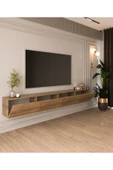 DEWOODY 240 CM DUVARA MONTAJLANABİLİR DÜŞER KAPAKLI BÖLMELİ TV ÜNİTESİ - 4