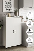 DEWOODY 3 Raflı 4bölmeli Erzak Dolabı Mutfak Dolabı Banyo Dolabı Çok Amaçlı Dolap - 1