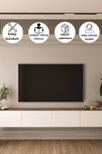 DEWOODY 240 CM DUVARA MONTAJLANABİLİR DÜŞER KAPAKLI BÖLMELİ TV ÜNİTESİ - 1