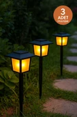 Solar Alev Efektli Bahçe Aydınlatması Güneş Enerjili Dekoratif Lamba Enerji Tasarruflu 3 ADET - 1