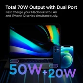 Spigen 100W USB-C Dual Duvar Şarj Cihazı [GaN II] PD 3.0 - 5