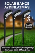 Solar Bahçe Aydınlatması Sensörlü, Su Geçirmez, Güneş Enerjili 2 Modlu 15m² Alan Etkili, 3 ADET - 1