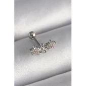 316l Çelik Gümüş Renk Zirkon Taşlı Çiçek Tragus Piercing - Tj-pr1247 - 1