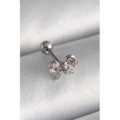 316l Çelik Gümüş Renk Zirkon Taşlı Kurdele Tragus Piercing - Tj-pr1265 - 1