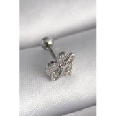 316l Çelik Gümüş Renk Zirkon Taşlı Sonsuzluk Detay Tragus Piercing - Tj-pr1249 - 1