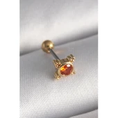 316l Çelik Gold Renk Turuncu Zirkon Taşlı Tragus Piercing - Tj-pr1270 - 1