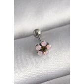 316l Çelik Gümüş Renk Zirkon Taşlı Çiçek Tragus Piercing - Tj-pr1277 - 1