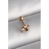 316l Çelik Gold Renk Zirkon Taşlı Çiçek Tragus Piercing - Tj-pr1276 - 1