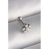 316l Çelik Gümüş Renk Zirkon Taşlı Çiçek Model Tragus Piercing - Tj-pr1283 thumbnail 1