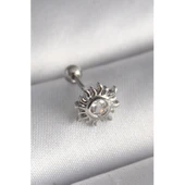 316l Çelik Gümüş Renk Zirkon Taşlı Güneş Tragus Piercing - Tj-pr1279 - 1