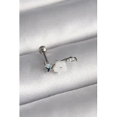316l Çelik Gümüş Renk Zirkon Taş Detay Beyaz Çiçek Model Tragus Piercing - Tj-pr1357 Tg-53-vice/(1395) 2408 - 1