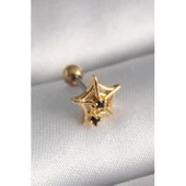 Gold Renk 316 L Çelik Siyah Zirkon Taş Detay Örümcek Ağ Model Tragus Piercing - Tj-pr1292 Tg-53-vice/(1395) 2378 - 1