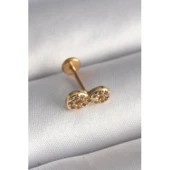 Gold Renk 316 L Çelik  Zirkon Taşlı Sonsuzluk Model Tragus Piercing - Tj-pr1344 - 1