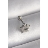 316l Çelik Gümüş Renk Zirkon Taşlı Yıldız Model Tragus Piercing - Tj-pr1297 - 1