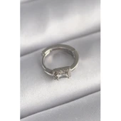 316l Çelik Gümüş Renk Kare Zirkon Taşlı Tragus Piercing - Tj-pr1309 - 1