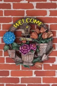 AYDİZAYN Polyester Welcome Yazılı Saksılı Kapı Süsü Dekoru - Beyaz - 2