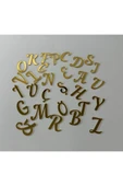 Gündoğan Kristal Pleksi Alfabe Harfler ( Tüm Alfabe ) Yapışkanlı Altın Renk 4 Cm - 1