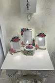 AYDİZAYN Gül ve Kelebek Motifli Polyester Fotoğraf Çerçeveleri ve Şekerlik - 2