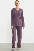 Sementa 76438 Yarım Düğmeli Cep Detaylı Pijama Takım - 5