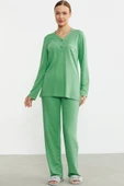 Sementa 76438 Yarım Düğmeli Cep Detaylı Pijama Takım - 6