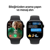 Apple Watch Series 10 GPS + Cellular 42mm Simsiyah Alüminyum Kasa ve Siyah Spor Kordon Akıllı Saat S/M - 1
