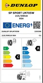 Dunlop 215/55 R18 TL 95H SP SPORT LM705 Yaz Lastiği (Üretim Tarihi:2025) thumbnail 2