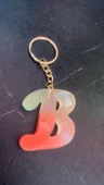 Rengarenk B Harf Şekilli Gold Aksesuarlı Anahtarlık Epoksi El Yapımı Hediyelik - 8