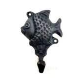 Antika Tarz Dekoratif Pirinç Balık Figürlü Askı - 84x51mm, Oksit - 1