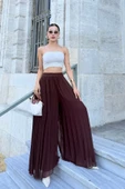 Beli Lastikli Pliseli Şifon Pantolon 6030-Kahverengi thumbnail 1