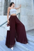 Beli Lastikli Pliseli Şifon Pantolon 6030-Kahverengi thumbnail 5