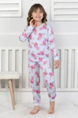 Cute Flamingo Desenli Kız Çocuk Pijama Takımı thumbnail 6