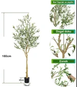 Nettenevime Yapay Zeytin Ağacı Lüx 180cm Doğal Gövdeli Gerçek Görünümlü Yapay Ağaç thumbnail 2