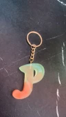 Rengarenk P Harf Şekilli Gold Aksesuarlı Anahtarlık Epoksi El Yapımı Hediyelik - 8