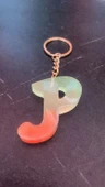 Rengarenk P Harf Şekilli Gold Aksesuarlı Anahtarlık Epoksi El Yapımı Hediyelik - 4