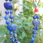 2275 Lapislazuli Mercan el yapımı iki sıralı kolye - 4