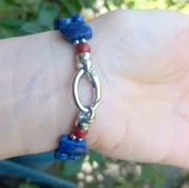 2276 Lapislazuli Mercan el yapımı çift sıra bileklik - 4