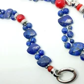 2276 Lapislazuli Mercan el yapımı çift sıra bileklik - 6