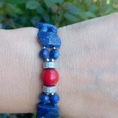 2276 Lapislazuli Mercan el yapımı çift sıra bileklik - 2