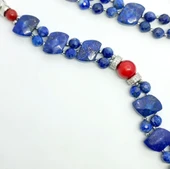 2276 Lapislazuli Mercan el yapımı çift sıra bileklik - 7