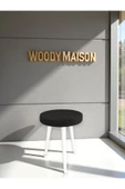 WoodyMaison CİCO Gürgen Ahşap Retro Ayak Dekoratif Beyaz Pelüş Teddy Puf Tabure Bench Koltuk Sandalye - 4