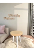 WoodyMaison CİCO Gürgen Ahşap Retro Ayak Dekoratif Beyaz Pelüş Teddy Puf Tabure Bench Koltuk Sandalye - 1