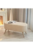 Edam Cappuccino Oval Bench Puf Ahşap Ayaklı Geniş Oturum Alanlı - 2