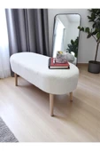 own home Eksen Teddy Kumaş Puf, Geniş Oturumlu Bench, Modern Ayak Ucu Pufu, Yumuşak Oturma & Sehpa, 90 x 35cm - 1