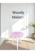 WoodyMaison CİCO Gürgen Ahşap Retro Ayak Dekoratif Beyaz Pelüş Teddy Puf Tabure Bench Koltuk Sandalye - 4