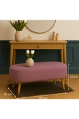 WoodyMaison Rustika Lila Renk Teddy Kumaş Puf Bench Koltuk Tabure 34 x 90 x 42 cm Ahşap Ayak Metal Bağlantı - 2
