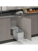 Starax S-2573-G Teleskopik Raylı Plastik 16 Lt. Gri Çöp Kovası - 2