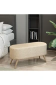 Edam Cappuccino Oval Bench Puf Ahşap Ayaklı Geniş Oturum Alanlı - 1